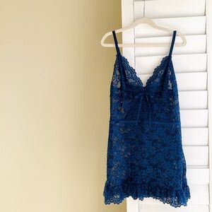 Women’s Lace Chemise Nightdress - Deep Blue